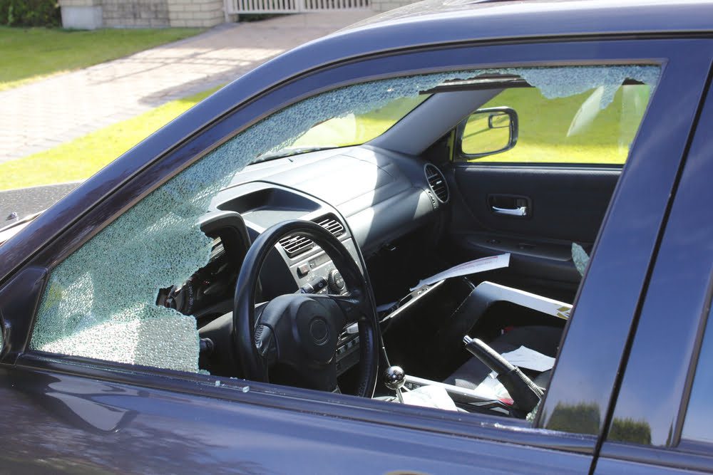 the driver's window has been smashed